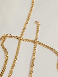 SHEIN MOD Women's Multi-Layer Beaded Body Chain, Fashionable Personalized Tassel Short Suspender Top - Blue - View 6