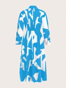 SHEIN Clasi Women Random Printed Simple Daily Dress Maxi Women Outfit - Blue - View 2