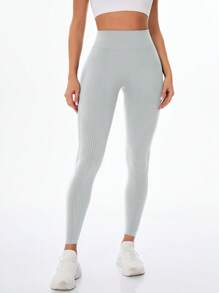 Women Plain Color Leggings, Fashionable For Summer - Light Grey - View 4