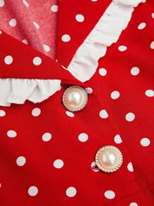 SHEIN CURVE+ Polka Dot Print Minimalist Retro Dress, Fashionable For Summer , Christmas - Red - View 6