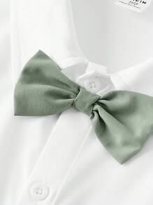 SHEIN Leap Crew 3pcs Tween Boy Casual Gentlemen Vest, Shirt, Shorts & Bowknot Outfit Set, Suitable For Commute, School, Casual Occasions, Weddings, Birthday Parties, Spring/Summer - White - View 14