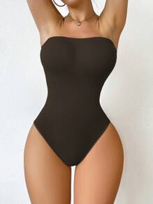 Seamless Bodysuit, Fashion Solid Color Suit For Summer - Brown - View 4