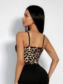 SHEIN SXY 性感豹纹蕾丝拼布吊带背心 - 彩色 - 查看 2
