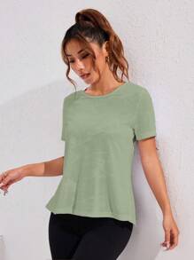 Daily&Casual Colorblock Casual Round Neck Short Sleeve Sports T-Shirt, Summer