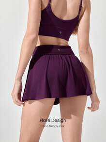 GLOWMODE 3.5英寸莫代尔丝滑可折叠腰裙带侧袋防滑抓地日常休闲装 - 櫻桃可樂 - 查看 2