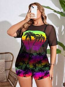 Swim Lushoire Plus Size Halter Bikini, Fashionable For Summer - Multicolor - View 3