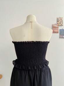 Soleia Plus Summer Boho Knot Front Tube Top & Paperbag Waist Shorts,Holiday Outfits Boho