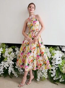 MOTF Soiréza FLORAL PRINT HALTER COCKTAIL DRESS - Multicolor - View 4