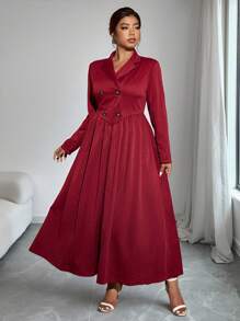 Allurite Wine Red Elegant Formal Long Dress For Women, Spring - Burgundy - View 1