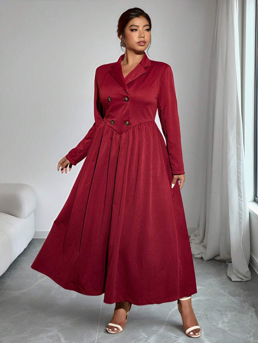 Allurite Wine Red Elegant Formal Long Dress For Women, Spring - Burgundy - View 1
