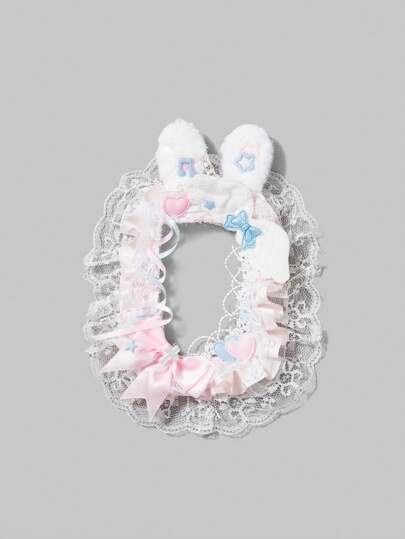 Anime 1pc Handmade Cute Lace Trim, Bow, Ribbon Bunny Ear Design Card Sleeve, Anime Peripheral Mini Card Protector, Handcraft Card Holder