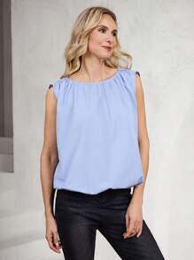 Miaspire 女式背心 女式衬衫 女士夏季服装 外出上衣 女士可爱衬衫 飘逸上衣 女士夏装 可爱夏季上衣 可爱衬衫 - 藍色 - 查看 6