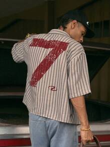 AXEPEAK Loose Fit Printed Collared Short Sleeve Shirts For Men, Streetwear Feel