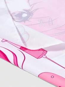 ROMWE Anime 1 pieza Pañuelo cuadrado pequeño con estampado de enfermera niña de dibujos animados, accesorio de moda versátil con elementos de vendaje y jeringa - Multicolor - Ver 4