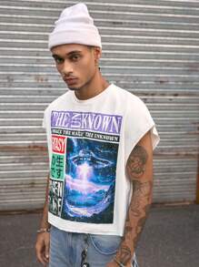 AXEPEAK 男士街头风格宽松方形背心，适合夏季，街头风版