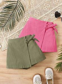 Kleine Mädchen 2 Stücke/Set Lässig Einfarbig Gewebt Locker Sitzende Shorts