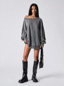 LYSMO Ramadan Oblique Shoulder Long Sleeve T-Shirt, Minimalist Fashion Casual Everyday Wear