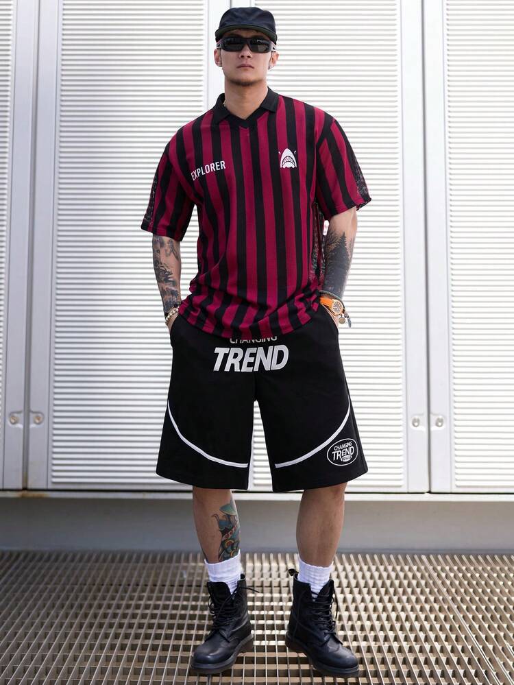 Men's Summer Letter Embroidery Black Sports Style Basketball Shorts