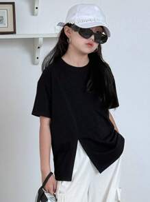 Dazy Kids 青少年女孩圆领短袖针织 T 恤，夏季，返校服装 - 黑色 - 查看 7