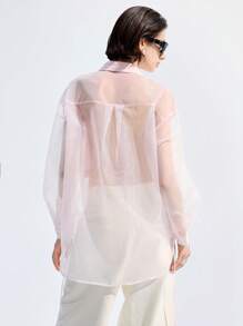 LYSMO Women's Solid Color Long Sleeve Shirt, Fashionable For Summer - Baby Pink - View 4