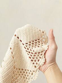 SHEIN MOD 1pc Women Neck Hanging Crochet Solid Color Casual Vacation Sleeveless Cover Up Top,Vacation Outfits Women For Summer