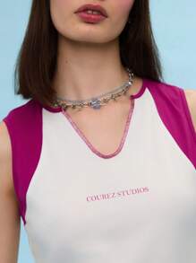 COUREZ Cropped Fitted Raglan Top /Summer For Women /Summer Tops Going Out Tops Casual /Y2K Vintage - White - View 7