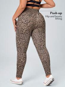 SHEIN Essnce Plus Size High Waisted Stretch Leopard Print Skinny Jeans - Multicolor - View 8