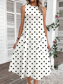 SHEIN LUNE Vestido casual de mujer de longitud media con estampado de lunares, adecuado para primavera/verano, vestidos de verano para mujer, vestidos de sol para mujer, vestido elegante, casual - Multicolor - Ver 6