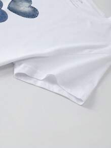 INAWLY Maglietta casual con scollo a ciambella, maniche corte, con stampa a cuore, vestibilità morbida da donna