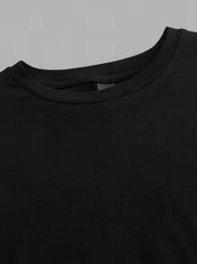 SHEIN EZwear 2 Pcs Casual Minimalist Basic Crew Neck Short Sleeve T-Shirts, Suitable For Spring/Summer Layering