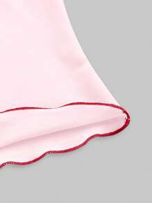 ROMWE Kawaii Plus Size Valentine's Day Cherry Letter Print Short Sleeve T-Shirt - Pink - View 4