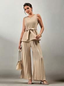 SHEIN Clasi Women Two Pieces Outfits For Daily Wear - Apricot - View 7