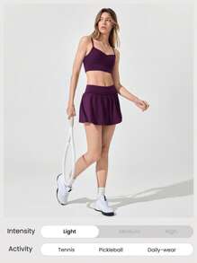 GLOWMODE 3.5英寸莫代尔丝滑可折叠腰裙带侧袋防滑抓地日常休闲装 - 櫻桃可樂 - 查看 5