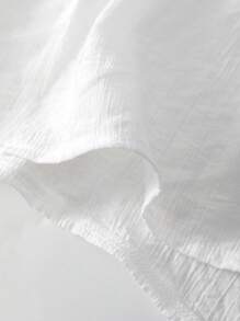 SHEIN Explorewe Fashionable Teen Girls' Solid White Open Front Shirt, Versatile Casual Wear, Protection, Spring/Summer/Autumn - White - View 5