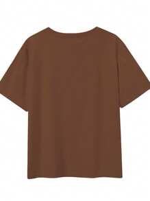 Calvaya Tree Of Life Printed Casual Short Sleeved T-Shirt, Spring And Summer Short Sleeved Casual Top, Women's Clothing Graphic Tees Women Tops - Navy Blue - View 2