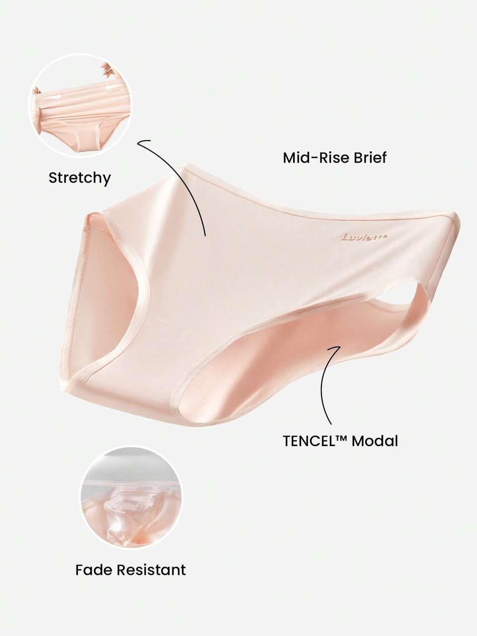3-Pack High Rise ™ Modal Basic Briefs Airy Women Underwear Panties Set Also Suitable For Teen Girl & Young & Kid