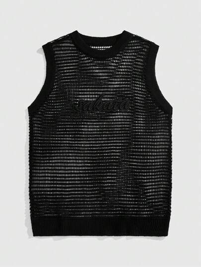 Grunge Punk Camiseta sin mangas de cuello redondo de unicolor para hombre, apropiada para uso diario