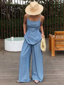 Livesso Women Denim Two Pieces Outfits Vacation - Light Wash - View 3
