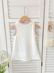 Souflis Vestido sin mangas de cuello redondo para niña, minimalista y de moda, apropiado para el verano - Blanco - Ver 2