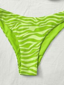 Swim Vcay 两件套女士性感斑马纹比基尼泳装套装，夏季海滩 - 青檸色 - 查看 6