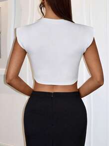 SHEIN LUNE Summer Outfits For WomenWomen's Casual Embellished Rhinestones Sexy Blouse - White - View 2