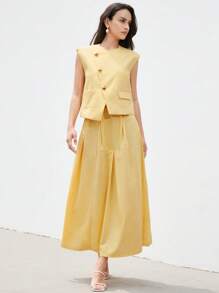 Aveloria Modichic Women Two Pieces Outfits For Daily Wear - Yellow - View 4