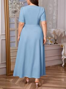 Firerie Plus Size Women's Elastic Ruched Flared Casual Dress, Loose And Comfortable For Dates And Parties, Spring/Summer