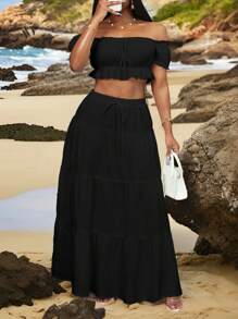 Slaydiva Women Two Pieces Outfits For Daily Wear Island Vacation Outfits - Black - View 10