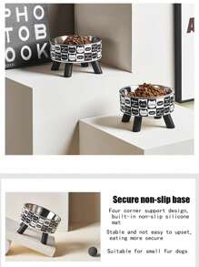 1 pieza Comedero elevado para mascotas, Tazón de acero inoxidable para comida y agua de perro/gato, Diseño amigable para el cuello - Multicolor - Ver 16