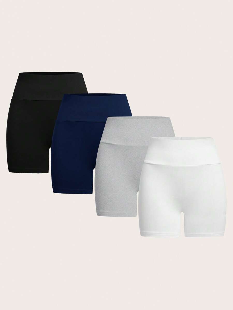 SHEIN EZwear 4件套休闲针织紧身七分打底裤,夏季女士 - 彩色 - 查看 1