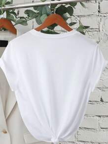 INAWLY Maglietta casual con scollo a ciambella, maniche corte, con stampa a cuore, vestibilità morbida da donna