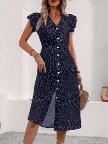 Breezaya Women V-Neck Short Sleeve Fashionable Casual Dress, Suitable For Summer - Royal Blue - View 4