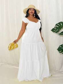 Slaydiva 2024 New Versatile Yellow Minimalist Casual Beach/Boho/Boho Women Clothing, Festival Outfits For Women, Rave, Easter Outfit For Women, Old Money Style, Country Concert Outfit, Going Out Outfits, Fairycore, Festival Outfits, Tropical Vacation Women Clothes - White - View 5