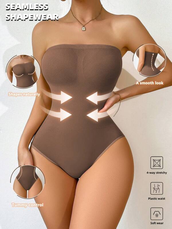 Seamless One-Piece Body Suit, Fashionable Solid Color, Suitable For Summer
